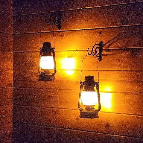 LED Vintage Lantern Flickering Flame, Hanging Decorations Lantern, Pack of 2