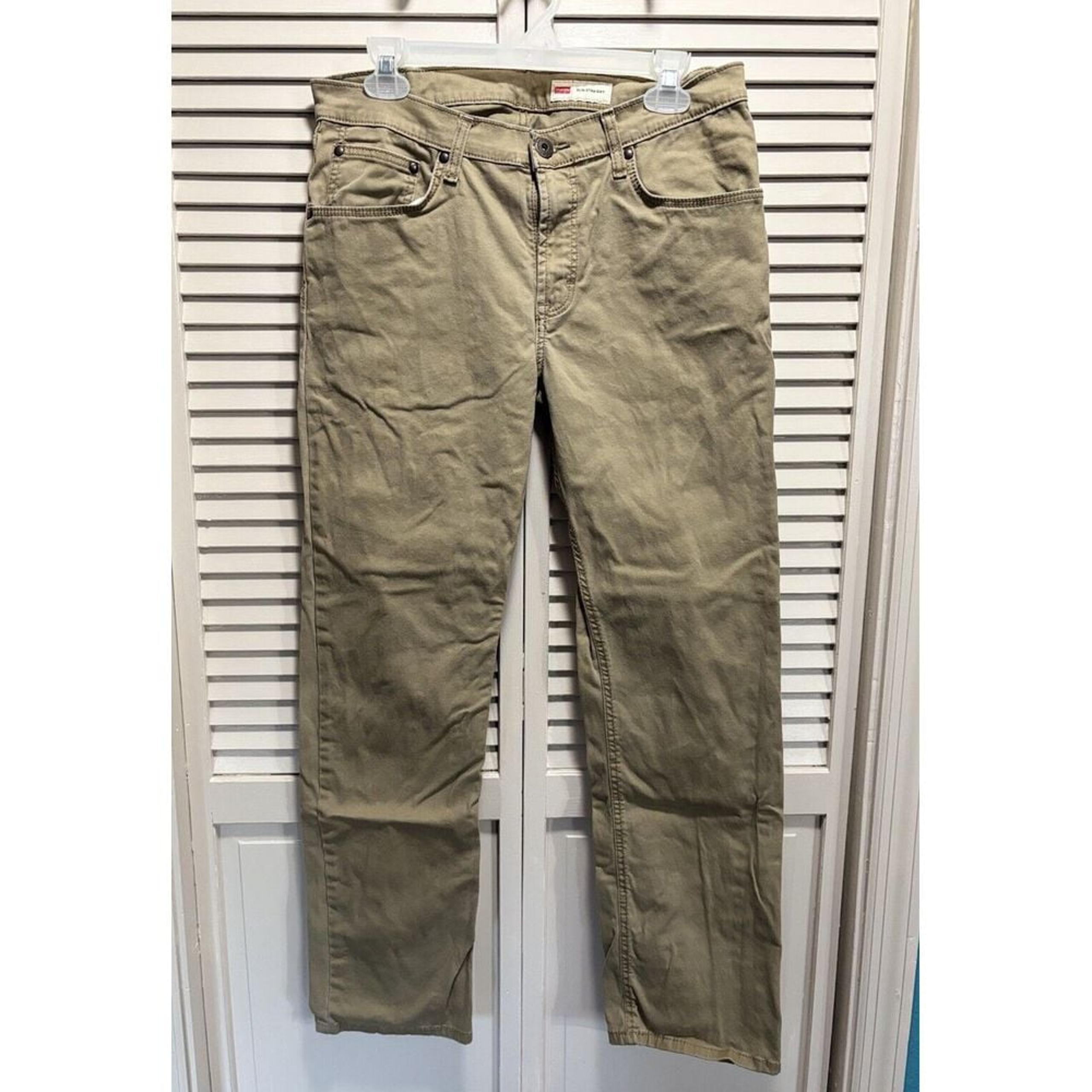 Wrangler Slim Straight Tan Jeans Mid Rise 10" Size 32x30 Pockets Zip