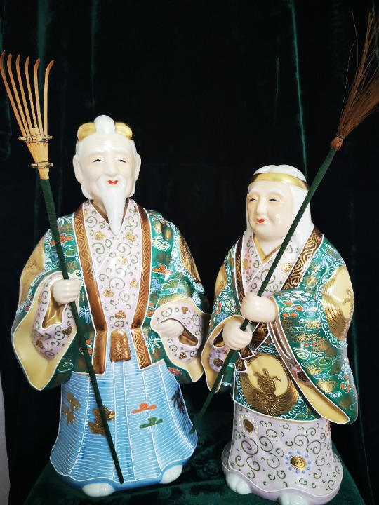 Collection of Japanese Jotomba Couple, Kutani hand-painted figurines