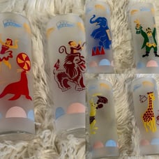 Set of 6 Vintage Libbey Circus Iced Tea Glasses Frosted Glass