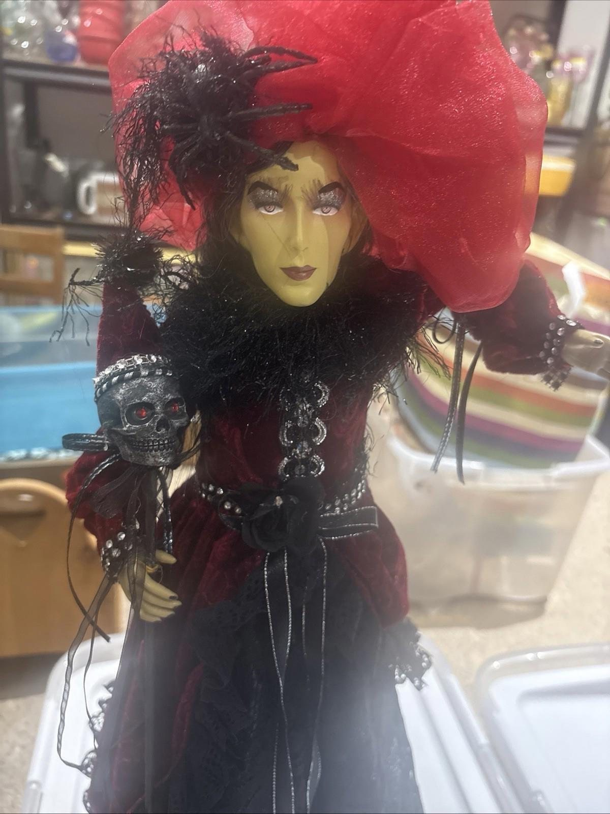 Vtg Halloween Witch Black And Red Dress 22 With Skull Head