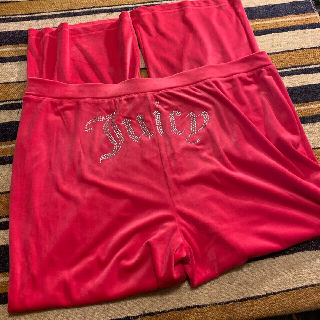 Juicy Couture Pink Tracksuit Bottom Sweatpants Y2K Bling Butt Plus Size 2X