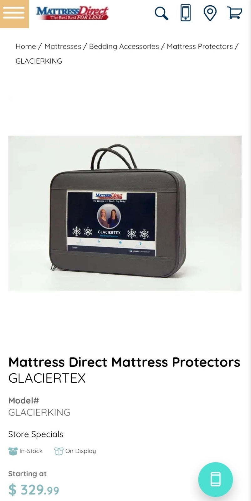 Mattress Direct mattress protector Glaciertex double ice cooling technology