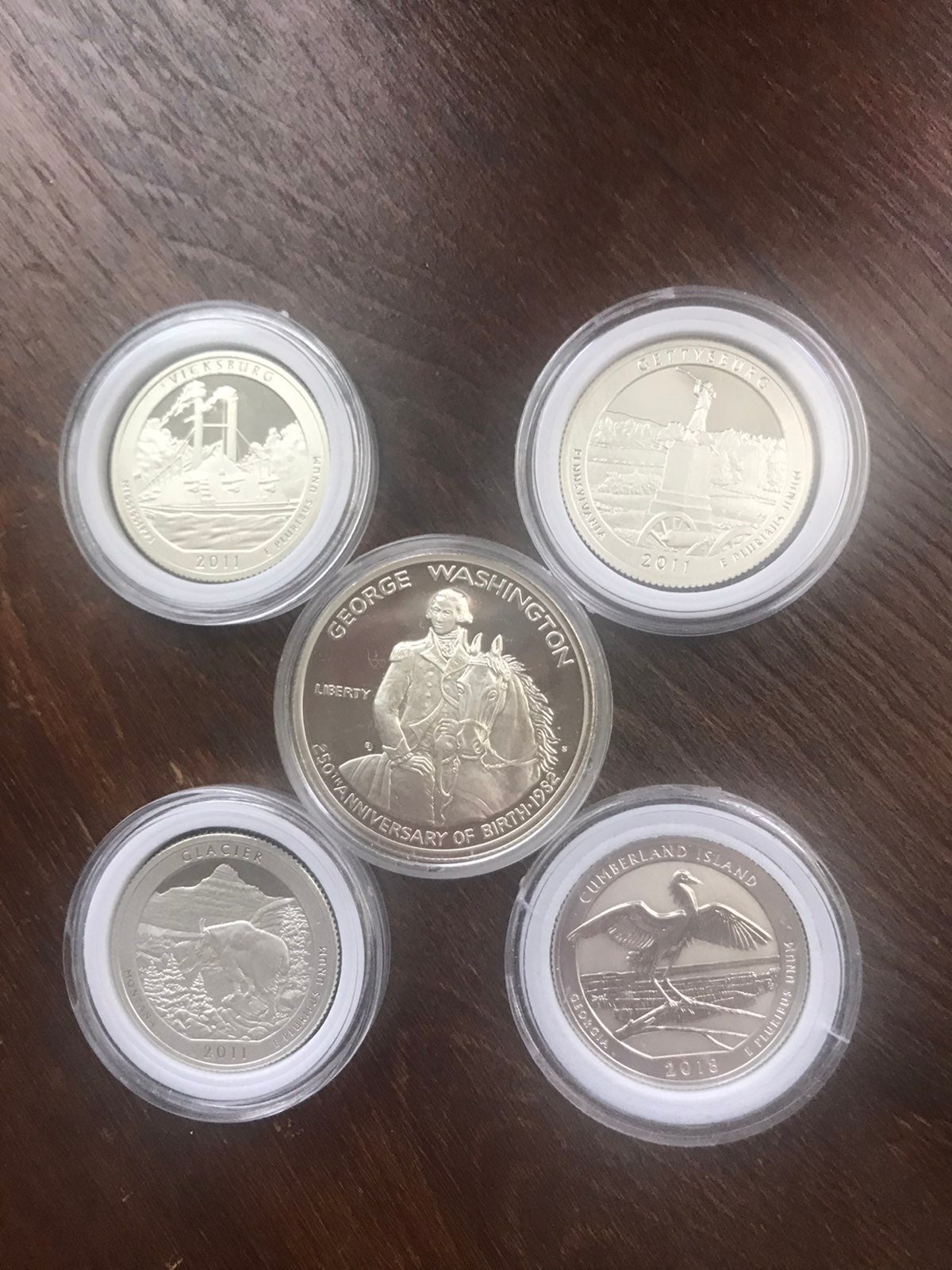 5 Commemorative Collectible Proof coins