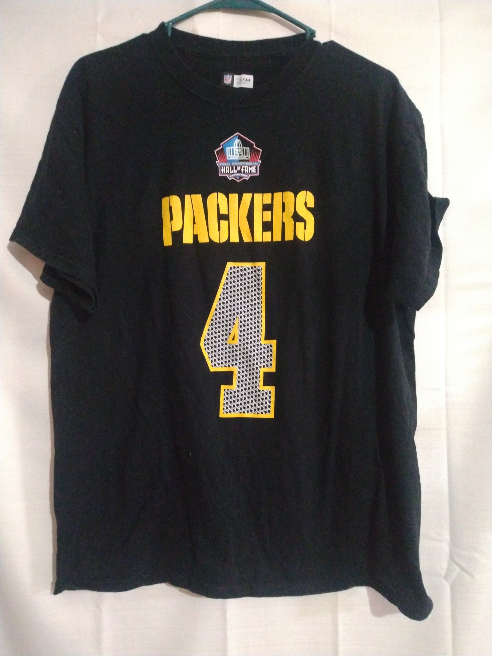 NFL Green Bay Packers Football #4 Brett Favre Hall Of Fame Black T-shirt Shirt