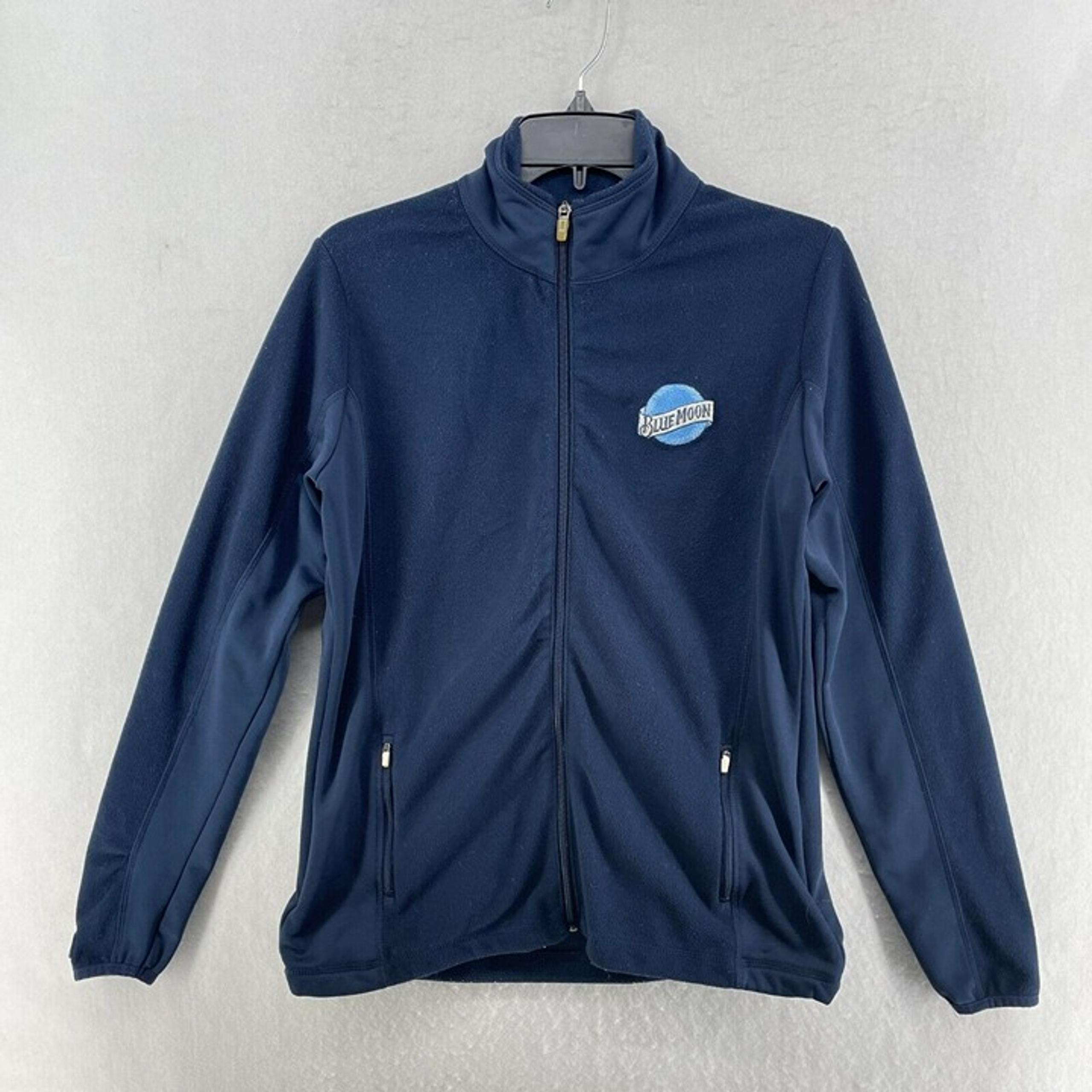 Antigua Jacket Women's Sz S Navy Blue Fleece Mock Neck Full-Zip Pockets Outdoor