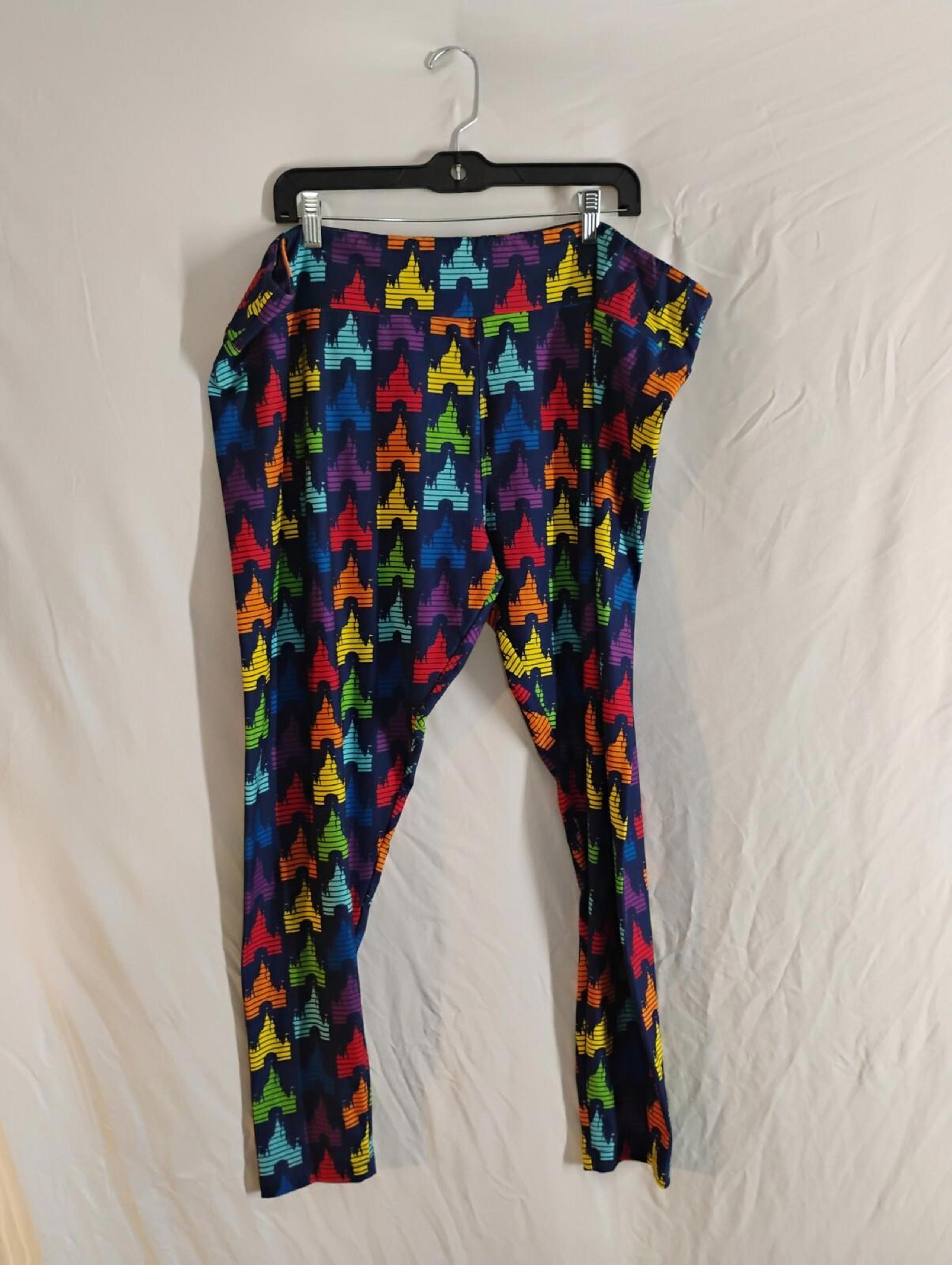Disney Castle Leggings Women's 2x Fantasyland Parks Yoga Rainbow Pants Pride