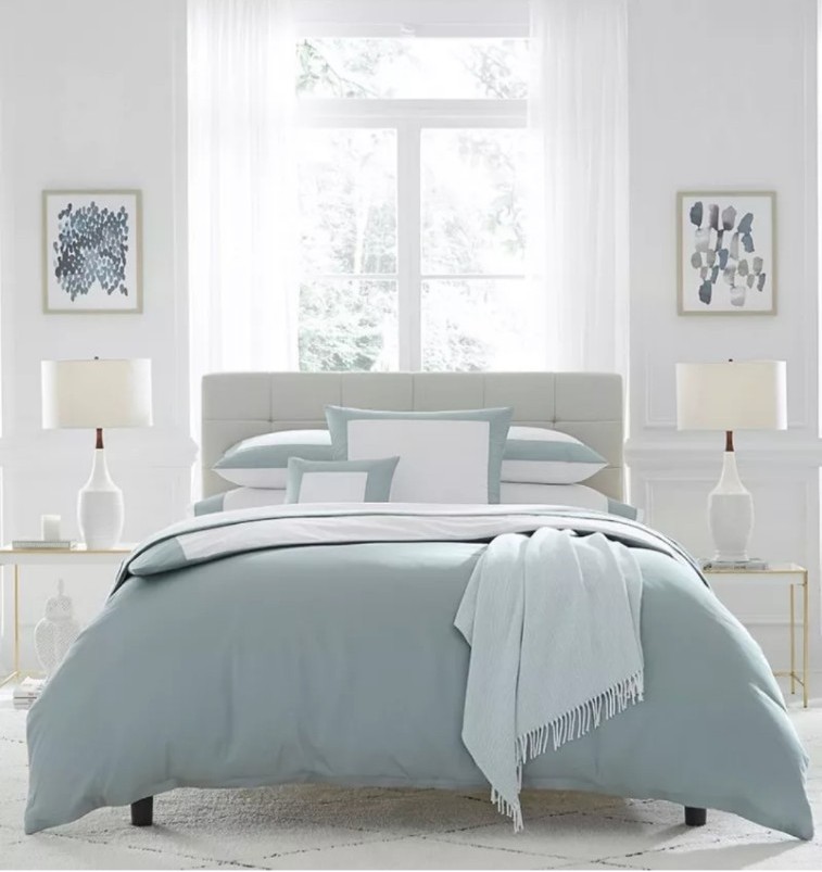 SFERRA CASIDA ITALIAN COTTON PERCALE KING PILLOWCASES WITH SATEEN APPLIQUE
