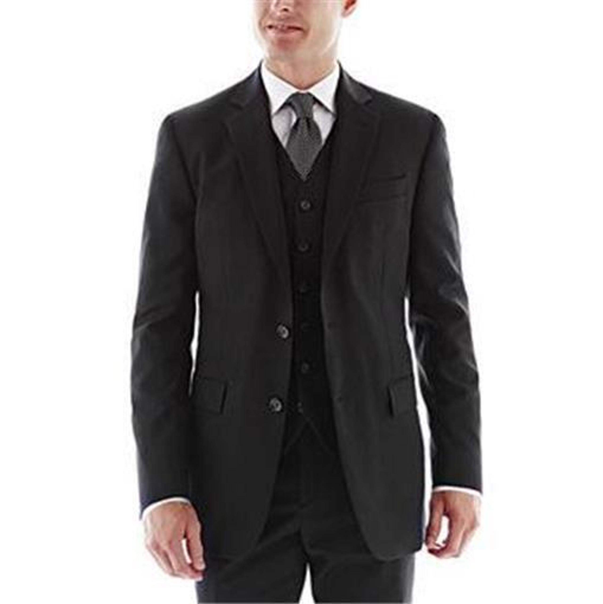 NEW MENS STAFFORD EXECUTIVE BIG AND TALL SUPER 100 WOOL SUIT JACKET BLACK 52