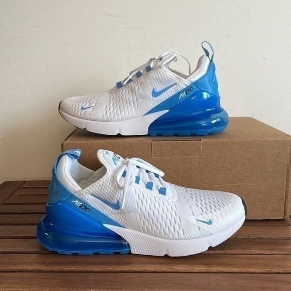 Nike Air Max 270 White University Blue Women Size 5.5(AH6789-118)