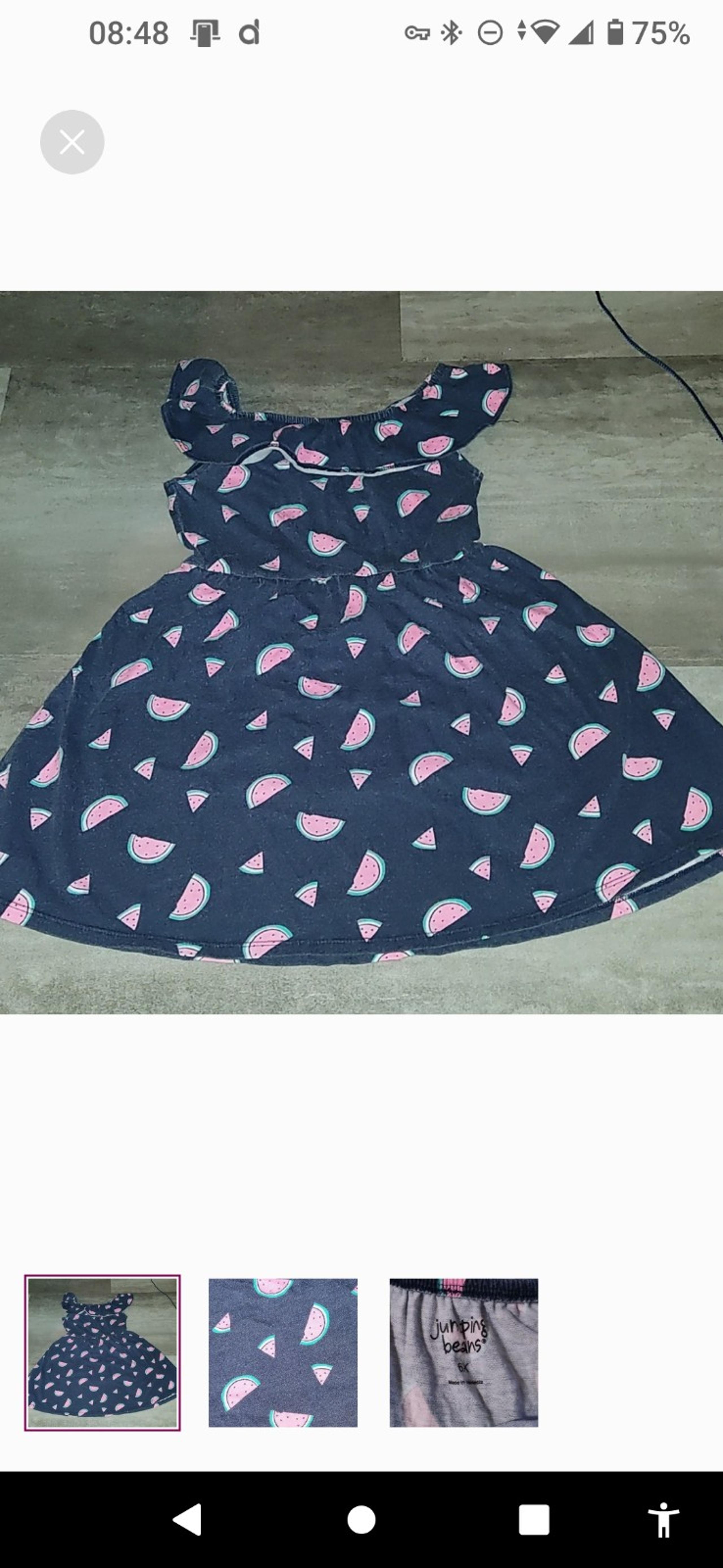 Jumping Beans Girls Watermelon Print Dress | Size 6X | Sleeveless Navy Sundress