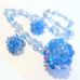 Vintage Vendome Blue Aurora Borealis Crystal Necklace Earring Demi Parure Set