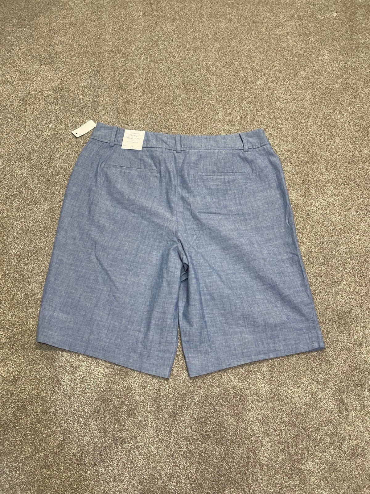 TALBOTS 12 PERFECT 10 1/2 INSEAM COTTON BERMUDA SHORTS BLUE NWT
