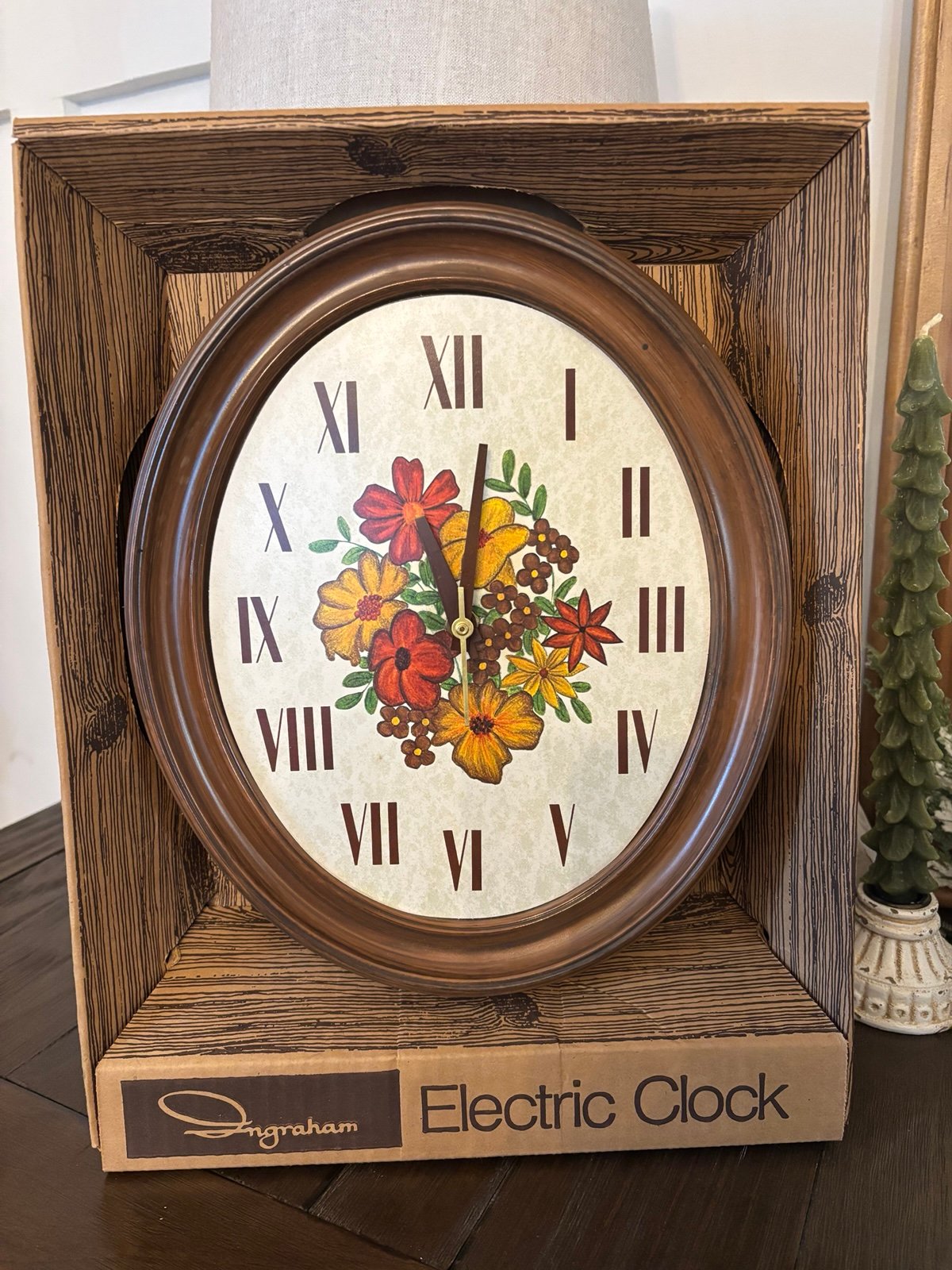 Vintage Mcgraw Edison Ingraham Electric Clock NIB - Harvest Colors