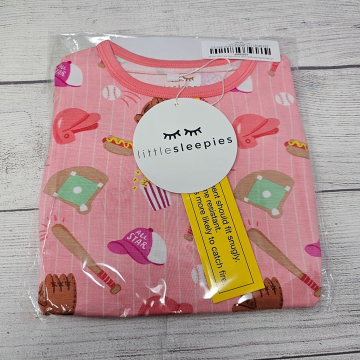 NIB Little Sleepies All Star Pink Short Sleeve/Shorts PJ Set Size 2T