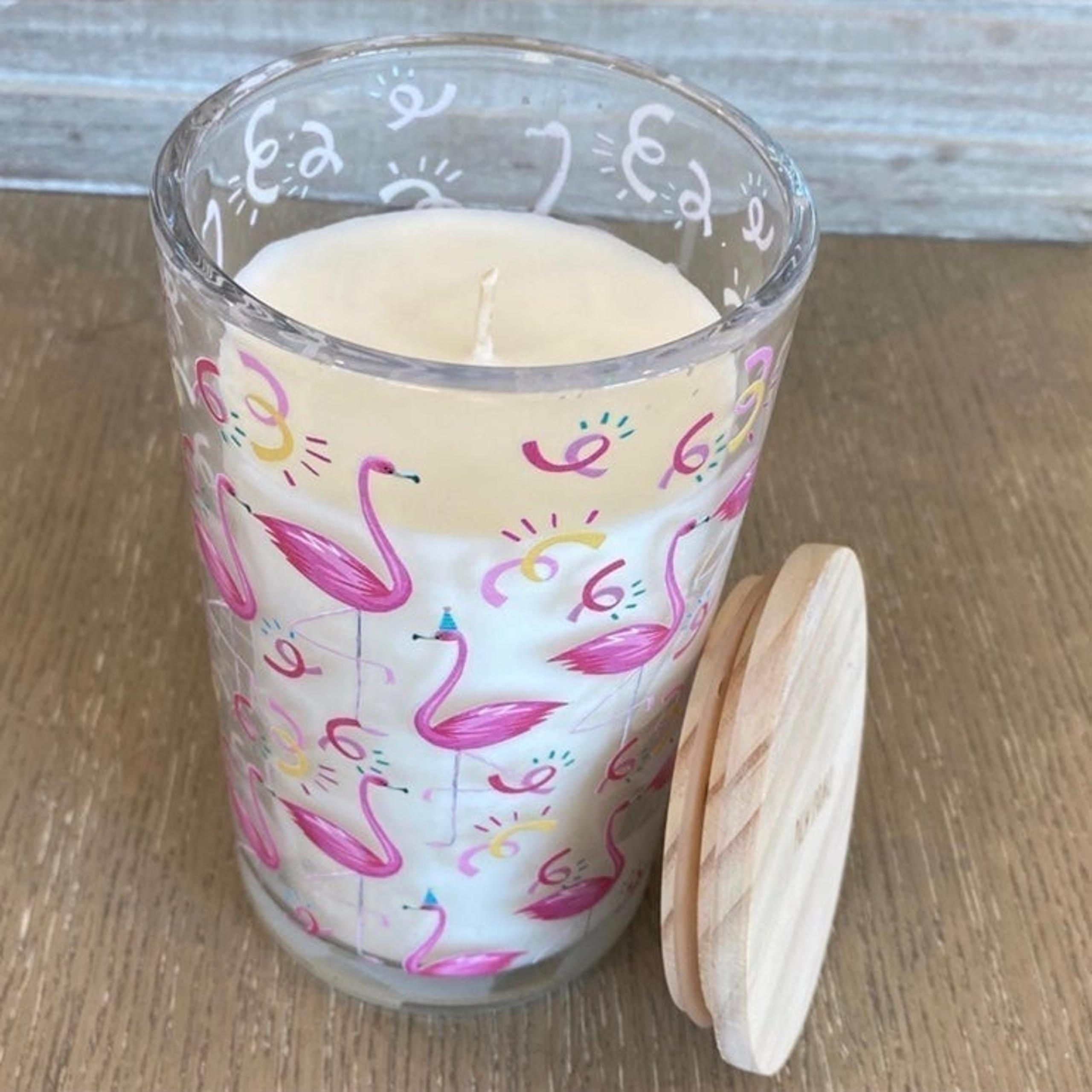 Beautiful Flamingo Tropical Paradise 15oz  Scented Candle/ Pink Pineapple