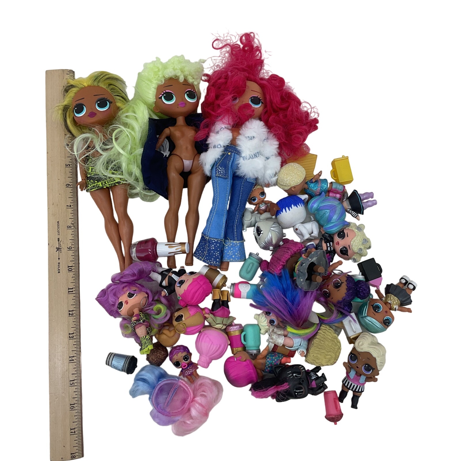 LOL OMG Surprise! Big & Lil Sistas Fashion Toy Play Dolls Preowned LOT