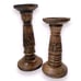 Pillar Chunky Carved Candlestick Pair