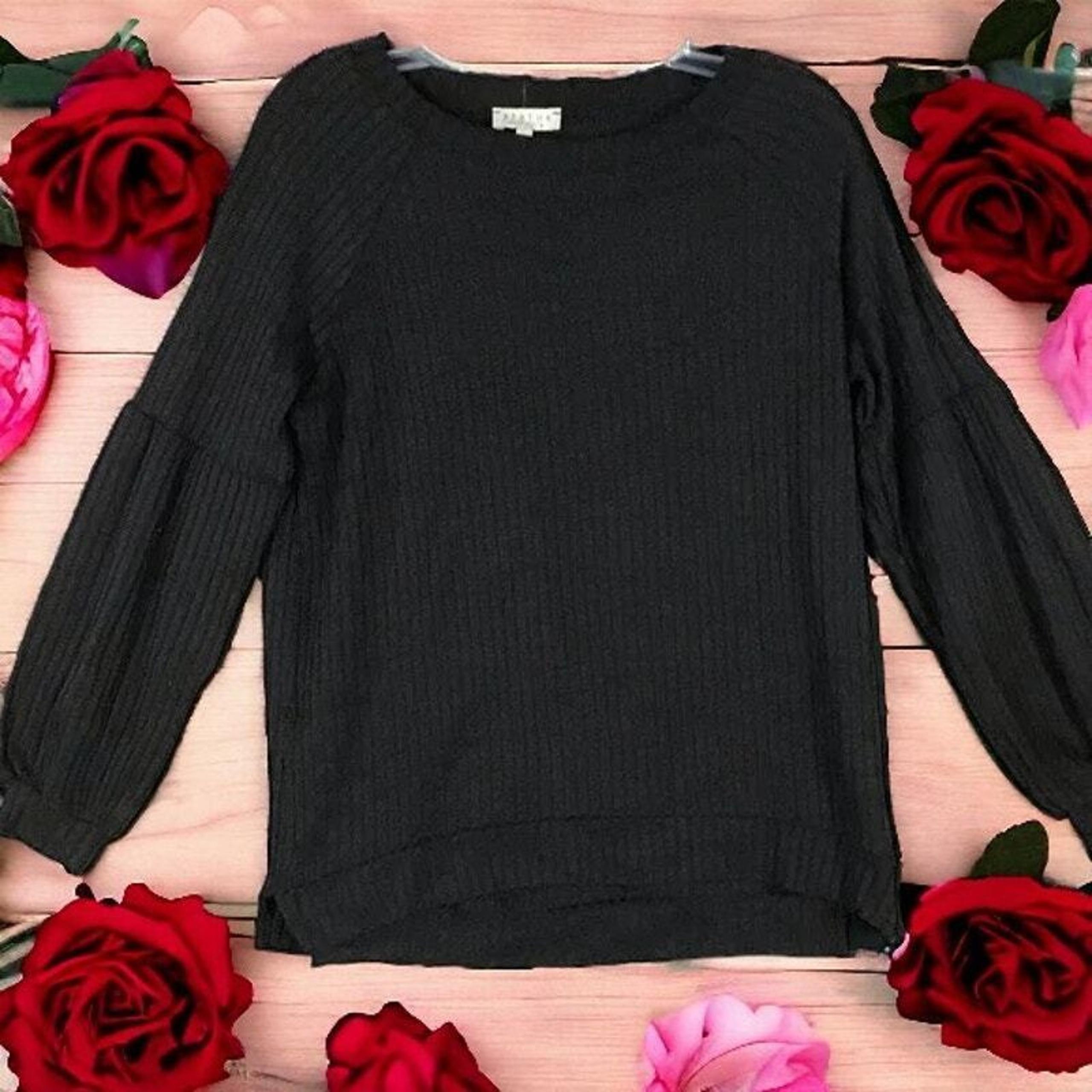 Status by Chenault Women's Black Blouson Sleeve Top Size S Long Sleeve Blouse