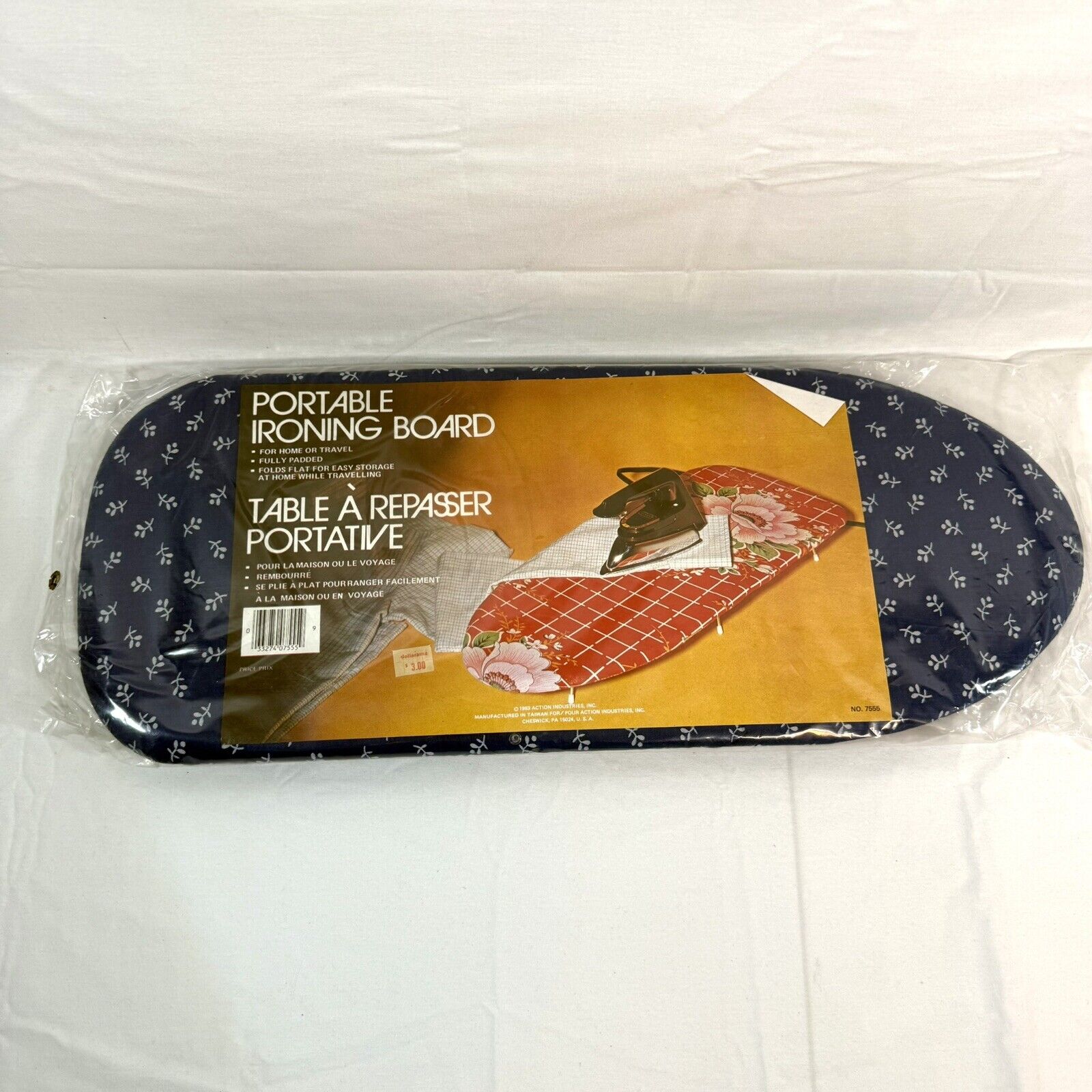 Vintage 80s Tabletop Portable Padded Ironing Board Compact Mod Flowers NEW
