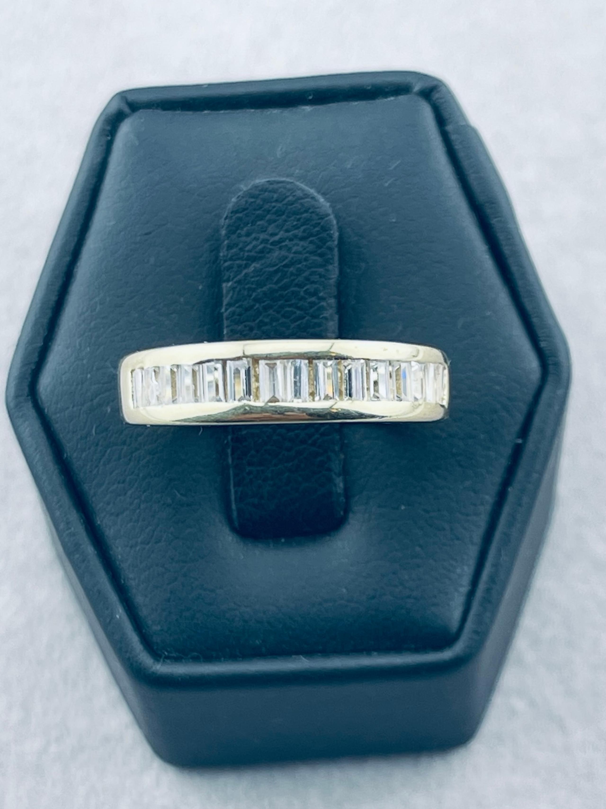 Vintage 1 carat tdw natural baguette anniversary band 14 karat yellow gold