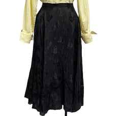 Vintage Uluwatu Womens Size S High Waist Black Floral Midi Skirt