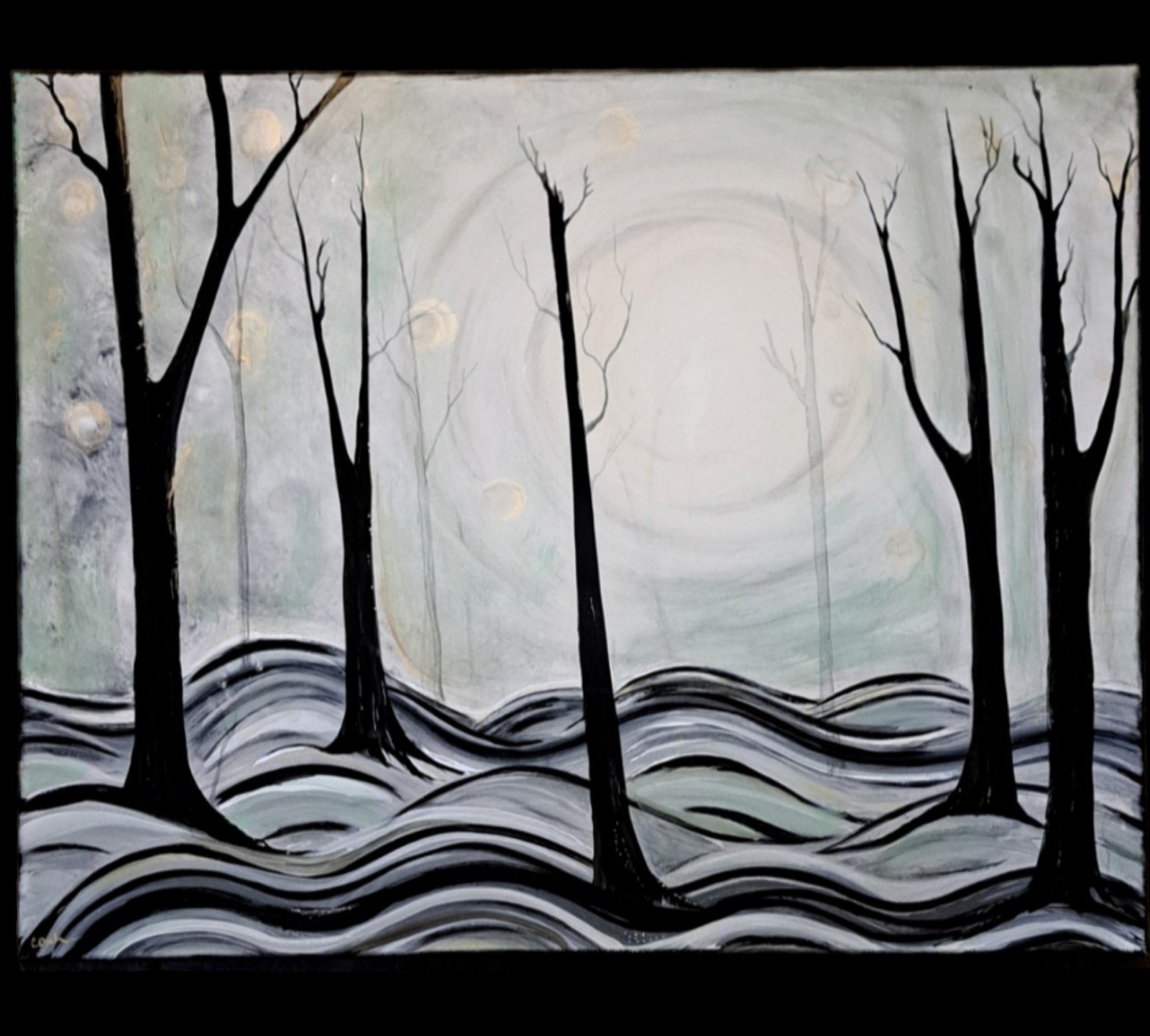 Huge Grey abstract Forrest painting