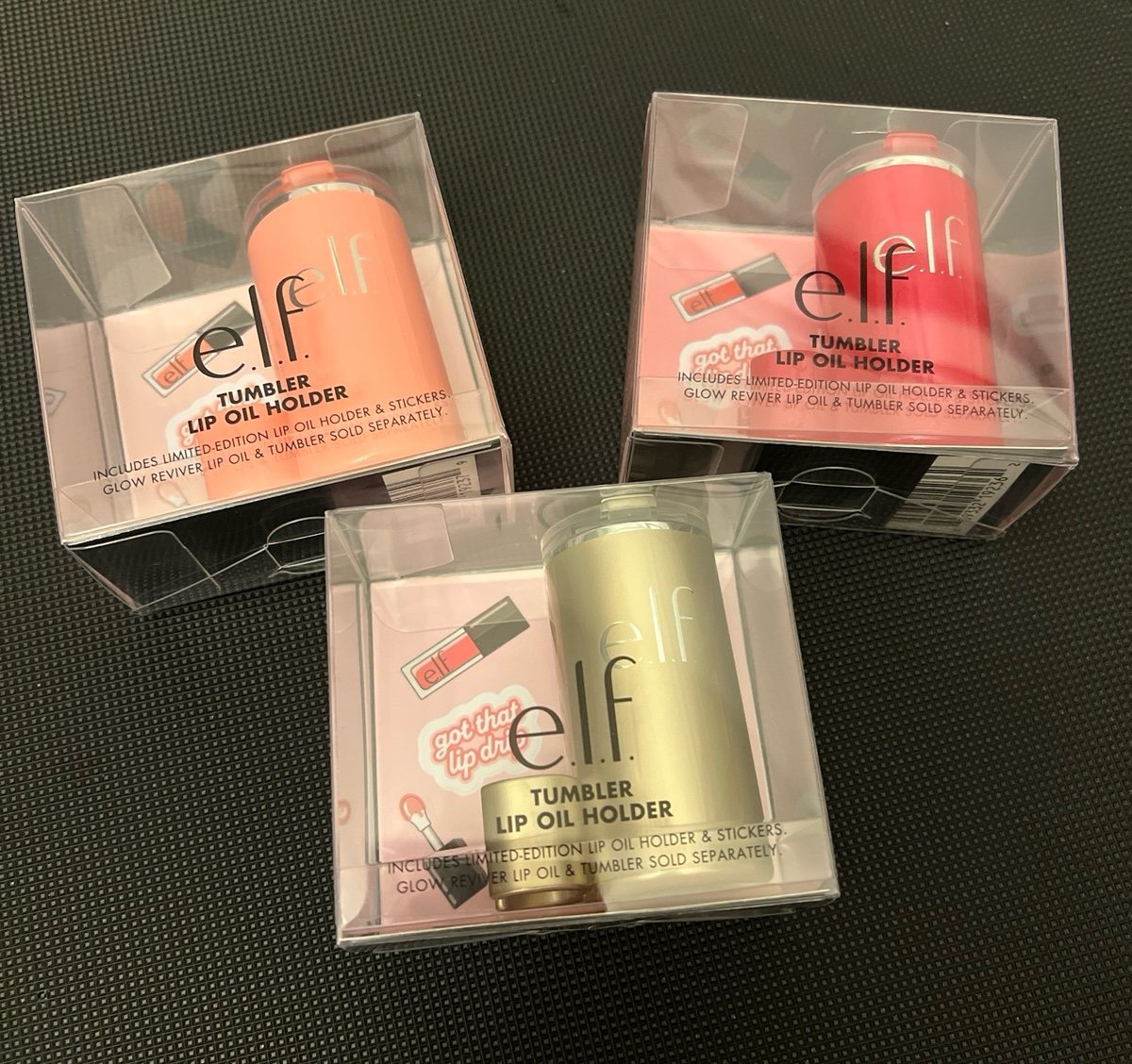 Three (3) E.l.f Tumbler Lip Oil Holders