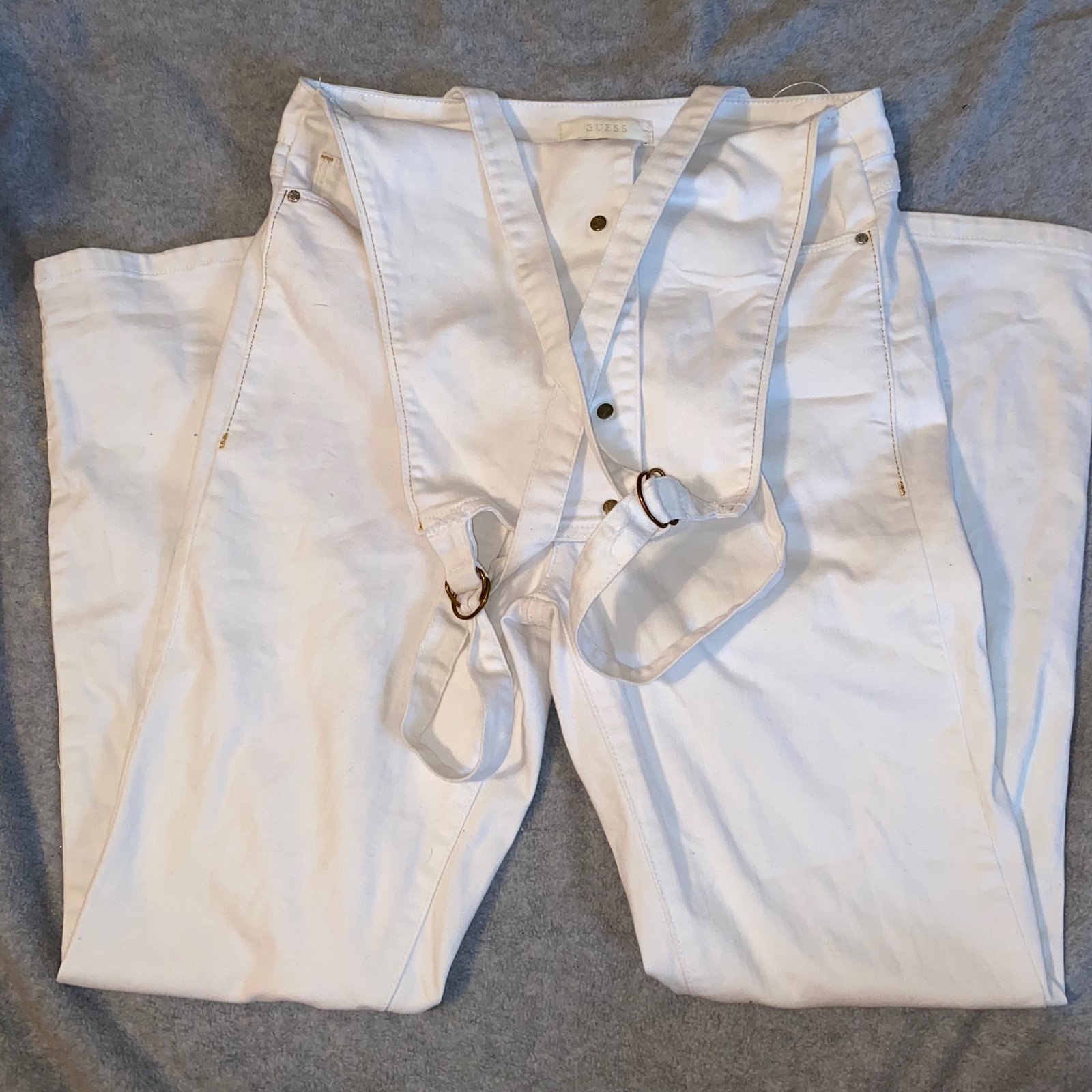 guess white overalls