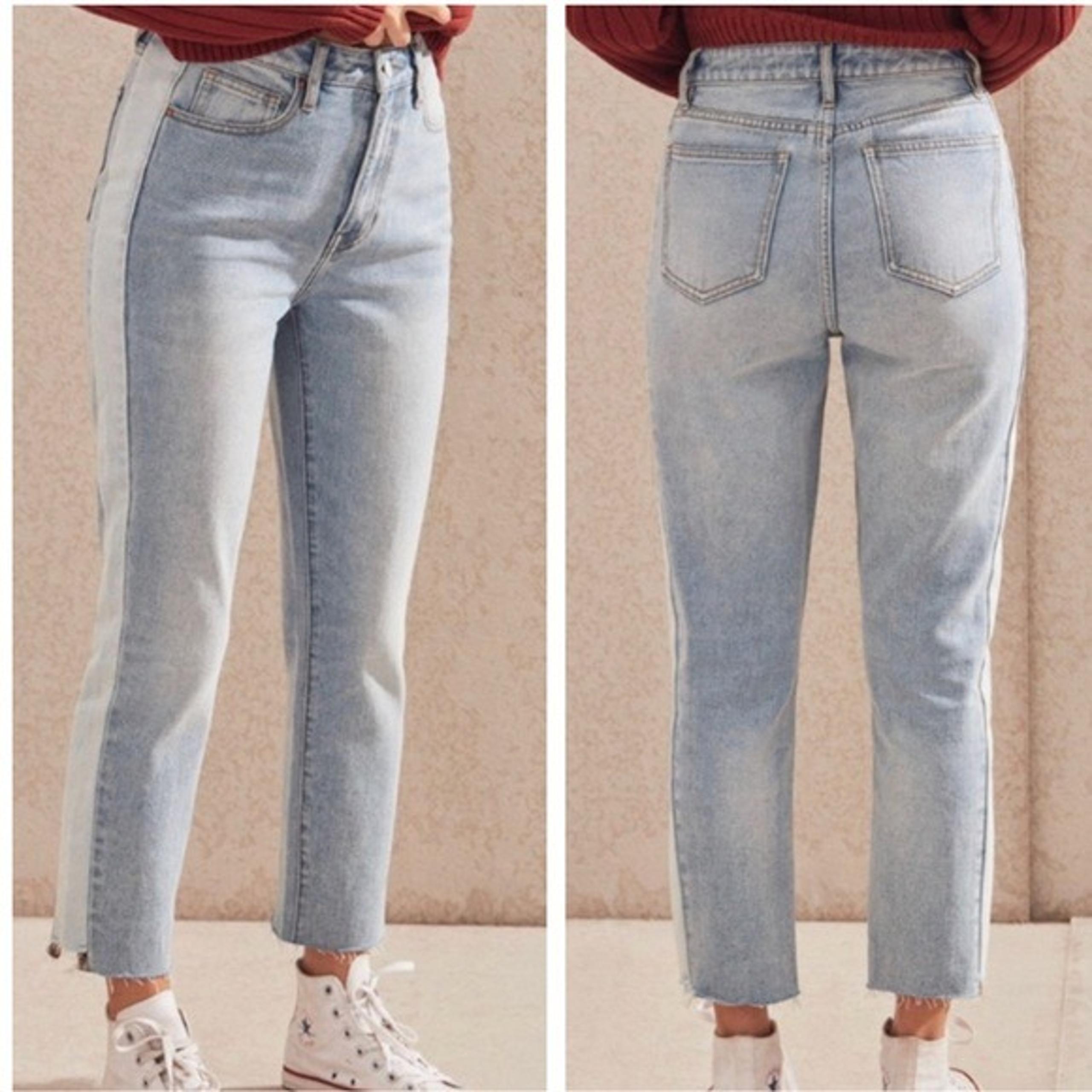 NWT Women’s Pacsun Jason Blue Two-Tone Mom Jeans High Rise Cropped Raw Hem 25