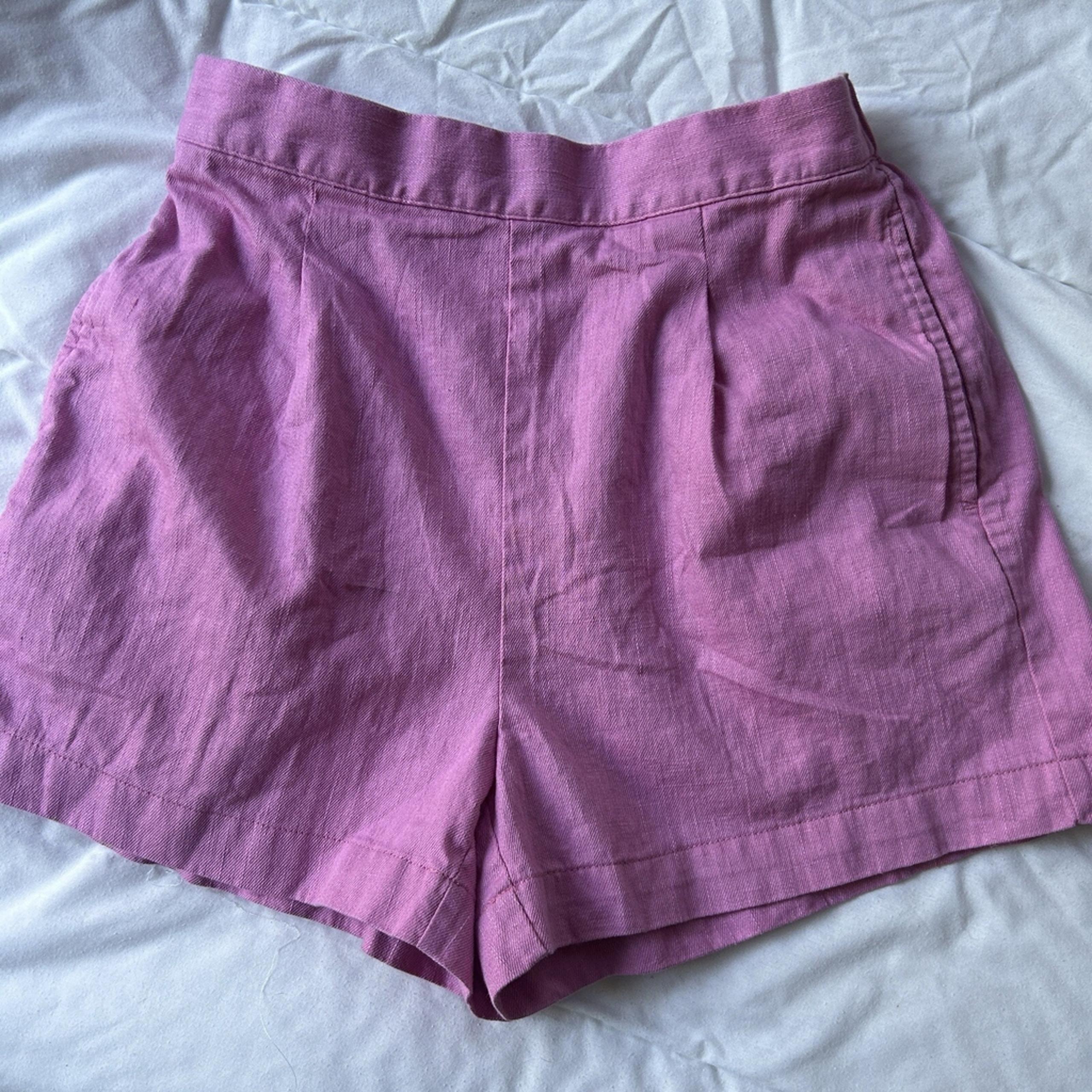 Madewell Clean Pull On Linen Blend Shorts Women Small Pink Minimalist Summer
