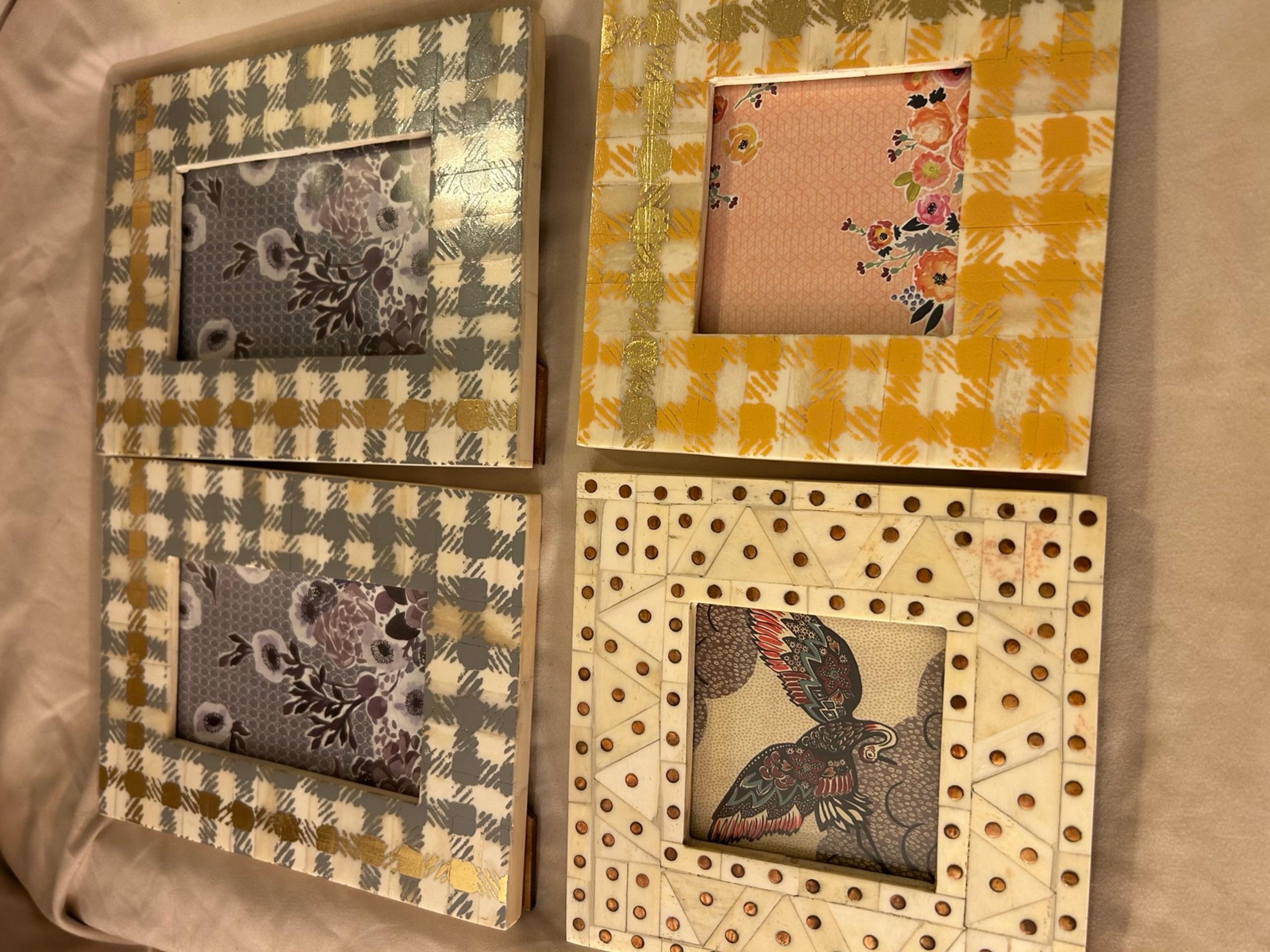 Lot Of 4  New Anthropologie Picture Frames Tiled Mediterranean NEW