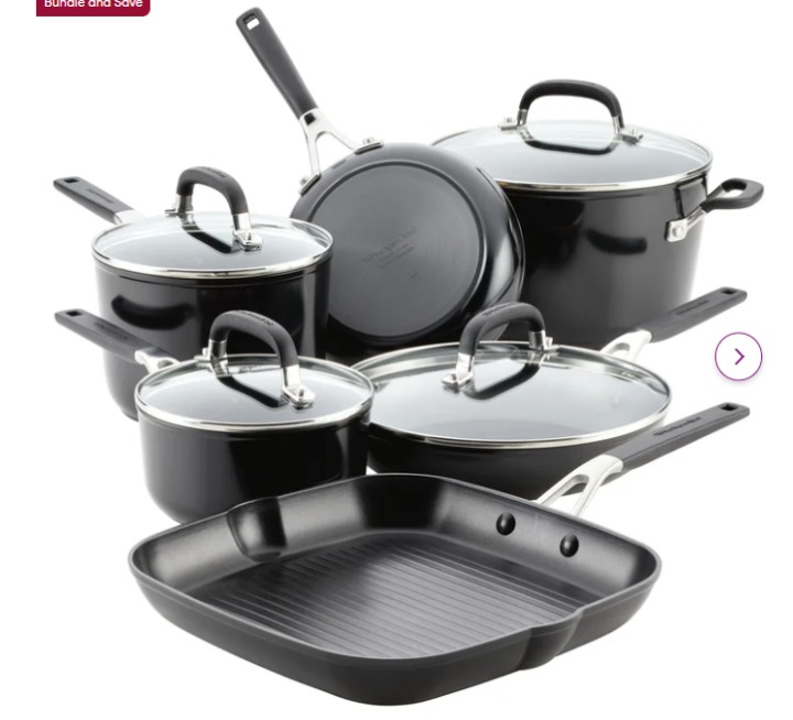 KitchenAid Hard-Anodized Nonstick Cookware Set, 10-Piece