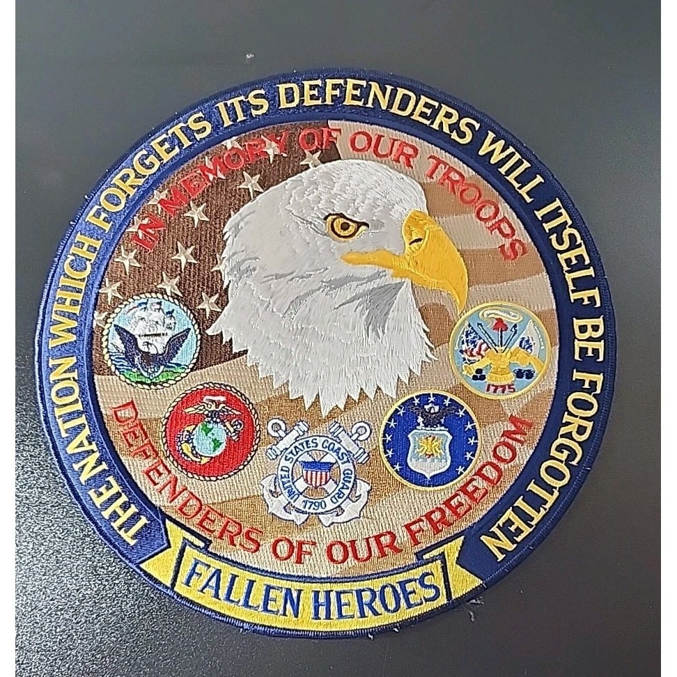 FALLEN HEROES FREEDOM DEFENDER BIKER JACKET BACK LARGE 12 PATCH