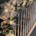 18 ft Christmas garland with ornate ornaments white silver decorated