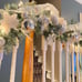 18 ft Christmas garland with ornate ornaments white silver decorated