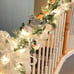 18 ft Christmas garland with ornate ornaments white silver decorated