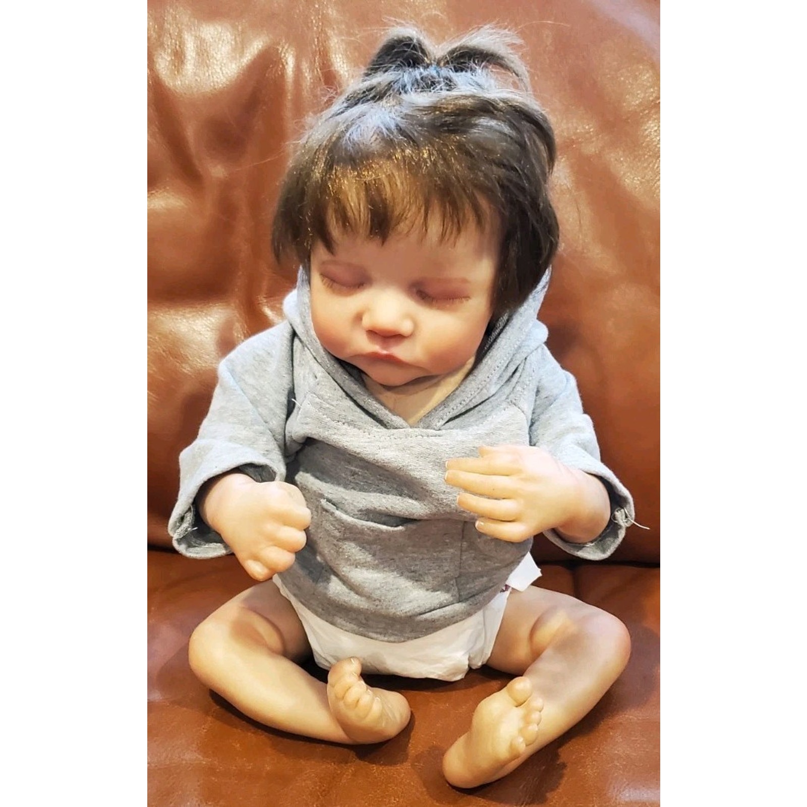 12 Inch Seated Life-like Realistic Baby Doll Cloth Body Vinyl Limbs Short Hair