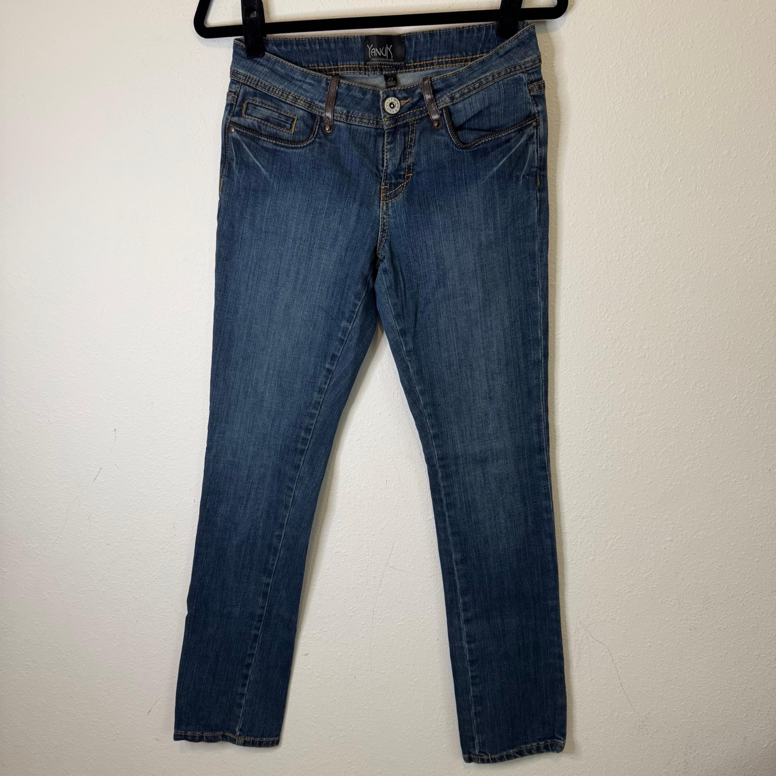 Yanuk Jeans Vintage Back Flap Snap Pockets Dark wash denim womens Size 27 (4)