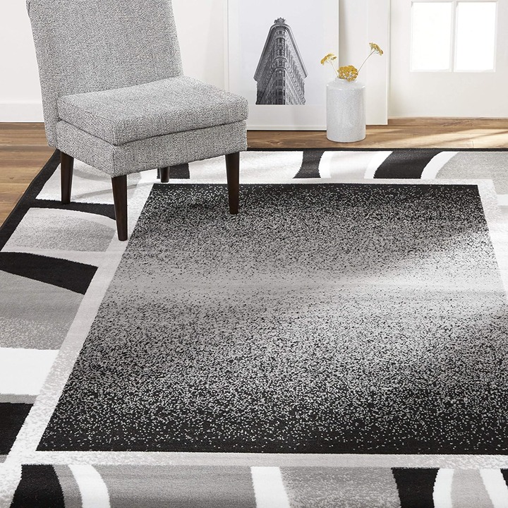 Lyndhurst Rotana Modern Area Rug, Contemporary Black/Gray 5'2 x7'4
