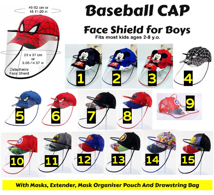 Boys Baseball Cap, Masks, Drawstring Bag