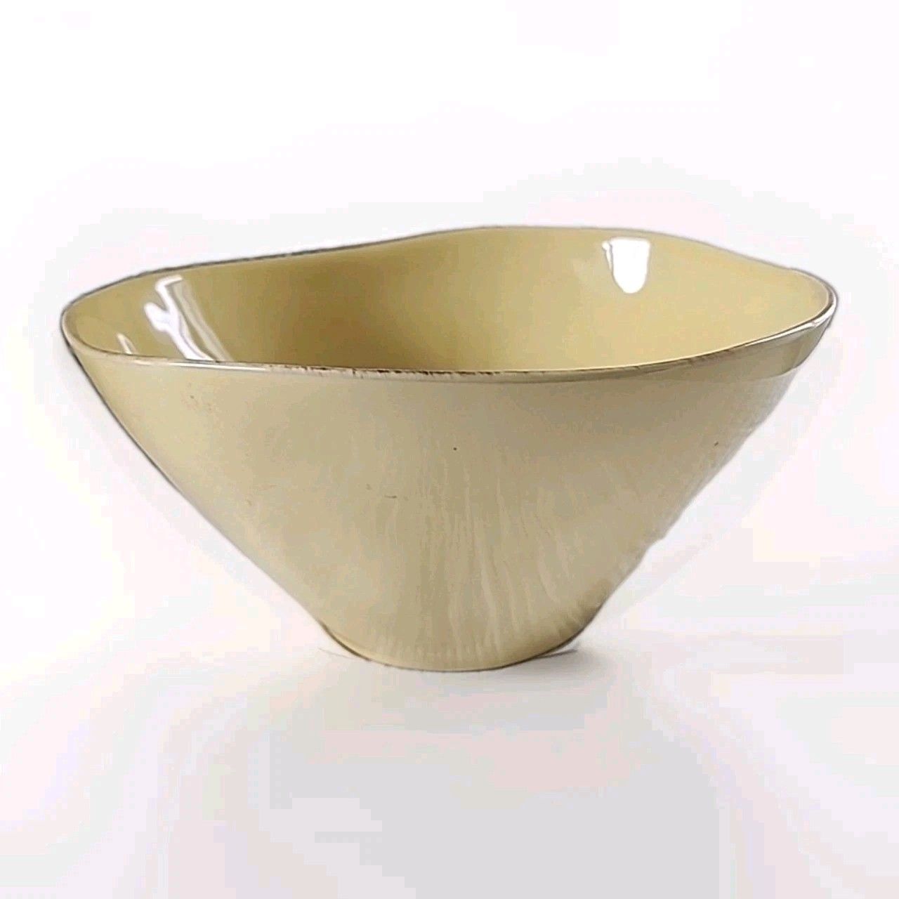 Crate & Barrel Marin Yellow Round Serving Bowl 10 1/4 Ceramic Portugal
