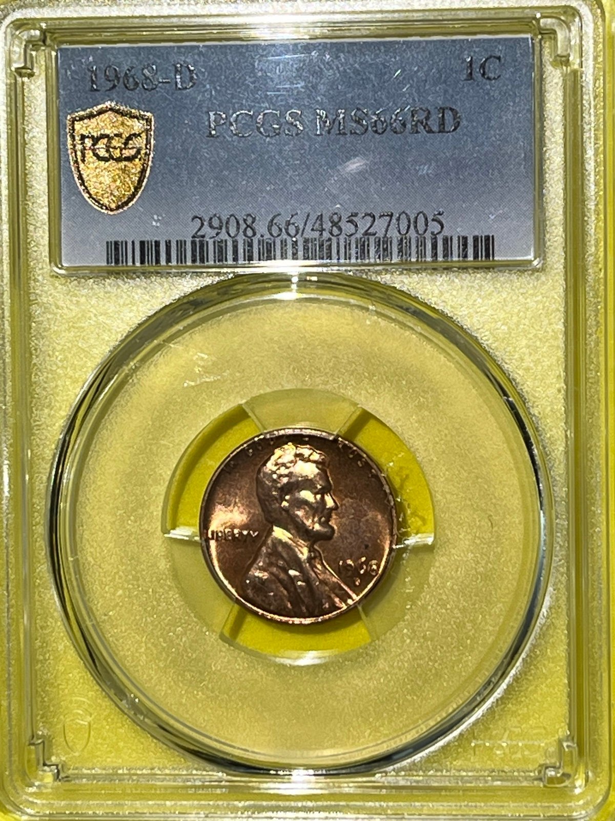 PCGS 1968 D Lincoln Memorial Cent MS66RD