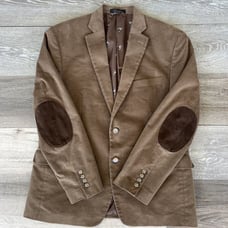 LAUREN RALPH LAUREN Brown Corduroy Blazer Jacket 40S Elbow Patches Dog Preppy