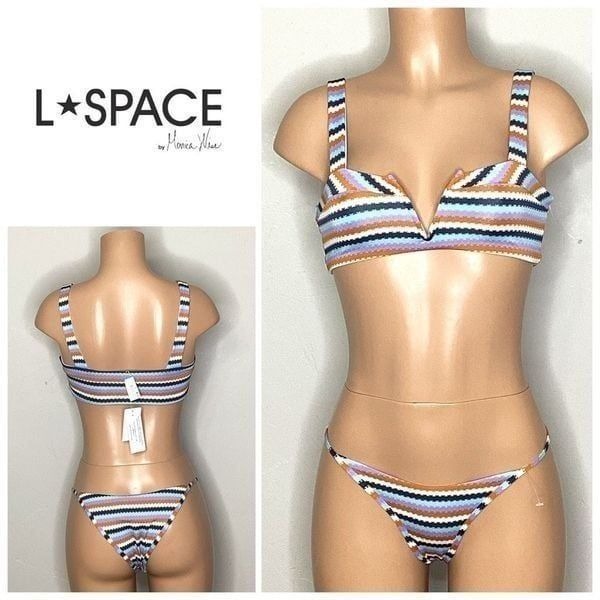 New. L*SPACE stripe teeny bikini. XS. Retails 184