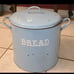 Antique Rare Round Tall Light Blue Graniteware BREAD Container