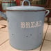 Antique Rare Round Tall Light Blue Graniteware BREAD Container