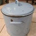 Antique Rare Round Tall Light Blue Graniteware BREAD Container