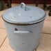 Antique Rare Round Tall Light Blue Graniteware BREAD Container