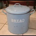 Antique Rare Round Tall Light Blue Graniteware BREAD Container